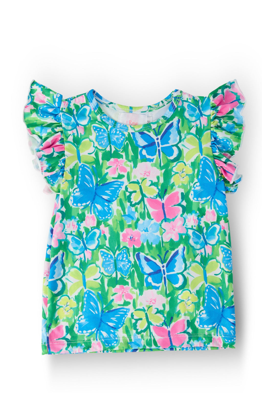 Mila & Rose ® Watercolor Butterflies S/S Ruffle Tee — main product shot