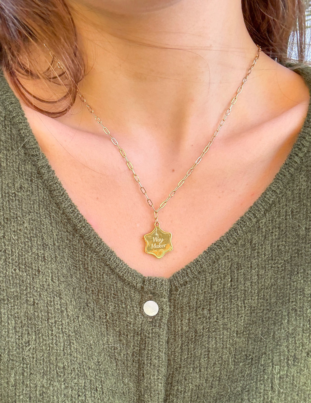 Elevated Faith Way Maker Necklace — detail close-up