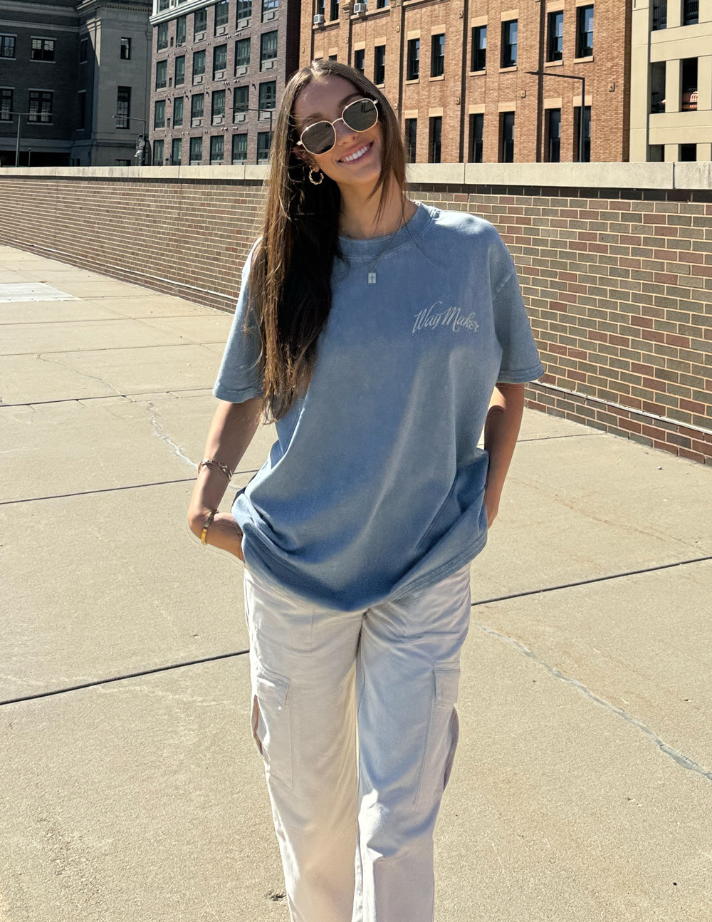 Elevated Faith Way Maker Unisex Tee — fabric or material detail