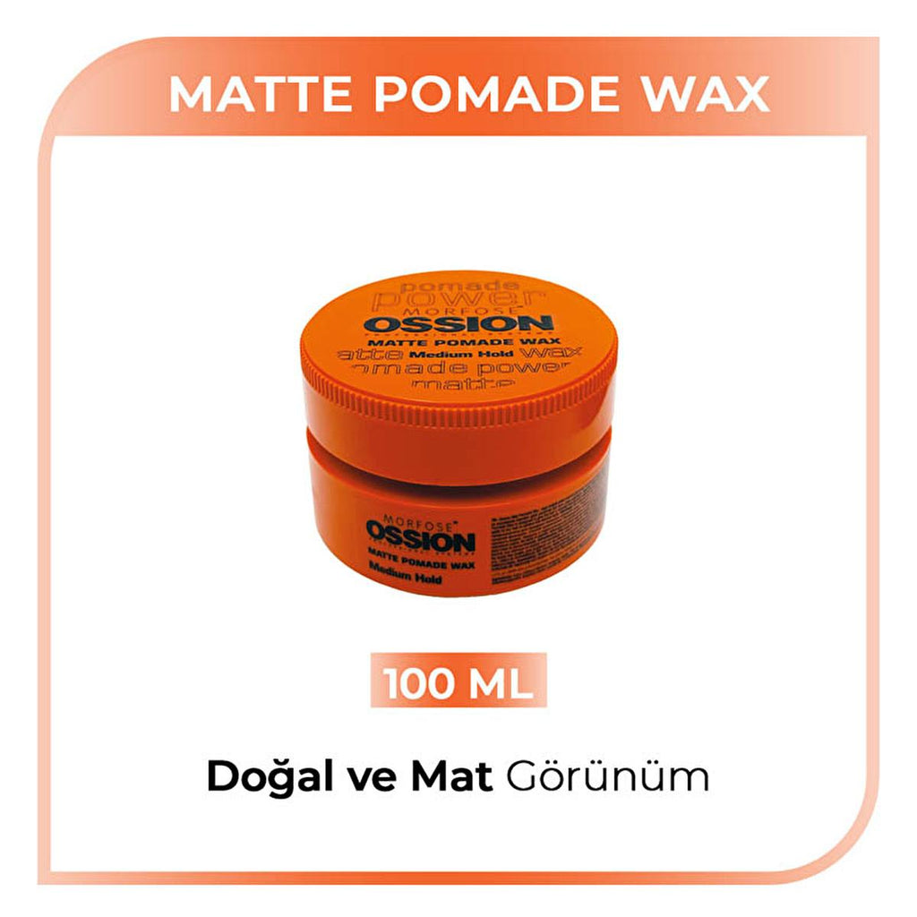 Morfose Ossion Matte Pomade Wax for Natural Hair Styling - 3.38 fl oz, Water-Based, Medium Hold, Residue-Free