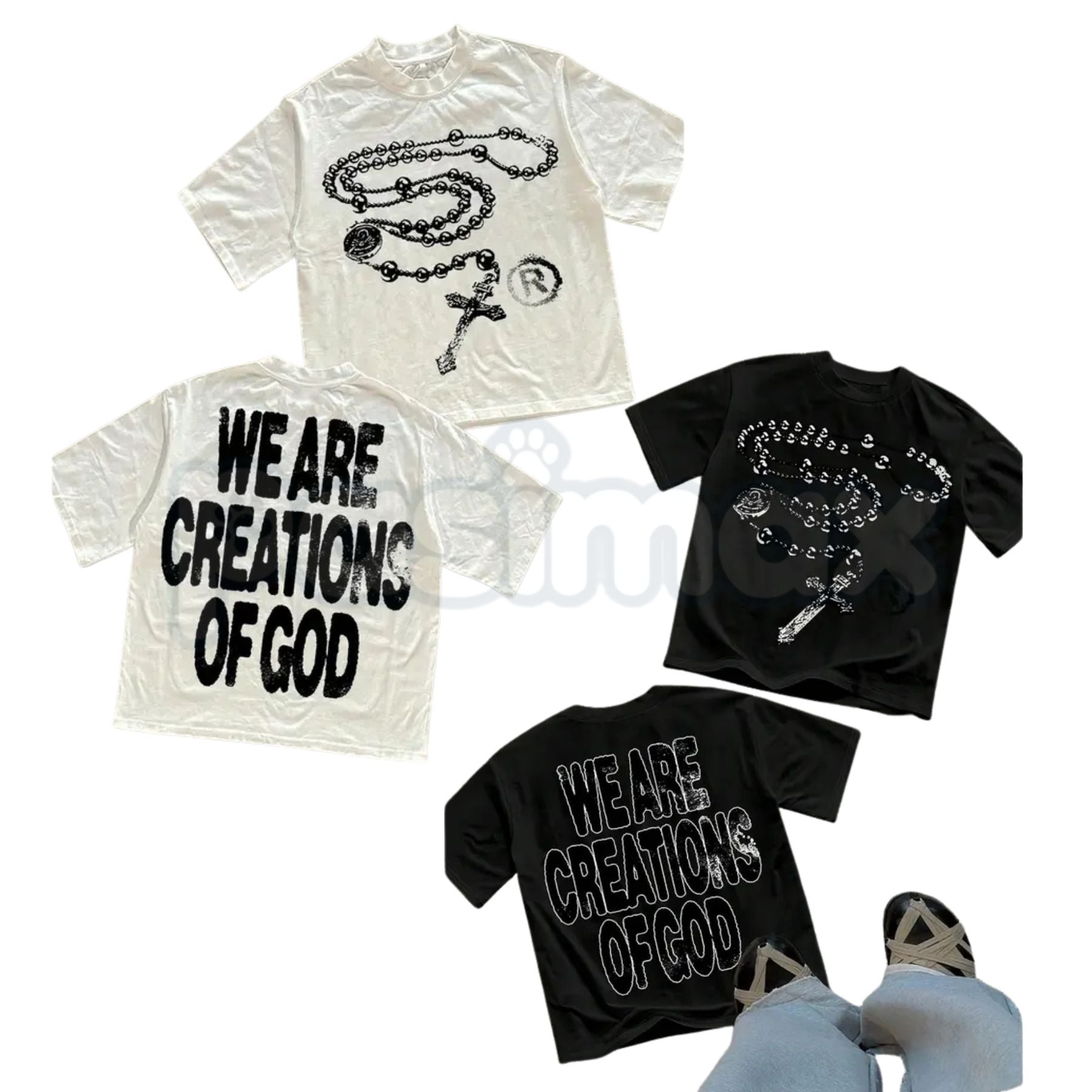 "We Are Creations Of God" Religious T-Shirt – Modern Streetwear Christian Graphic Tee, Premium 100% Cotton Faith-Based Top, Soft Lived-In Heavyweight Worship Style Shirt, Made in USA