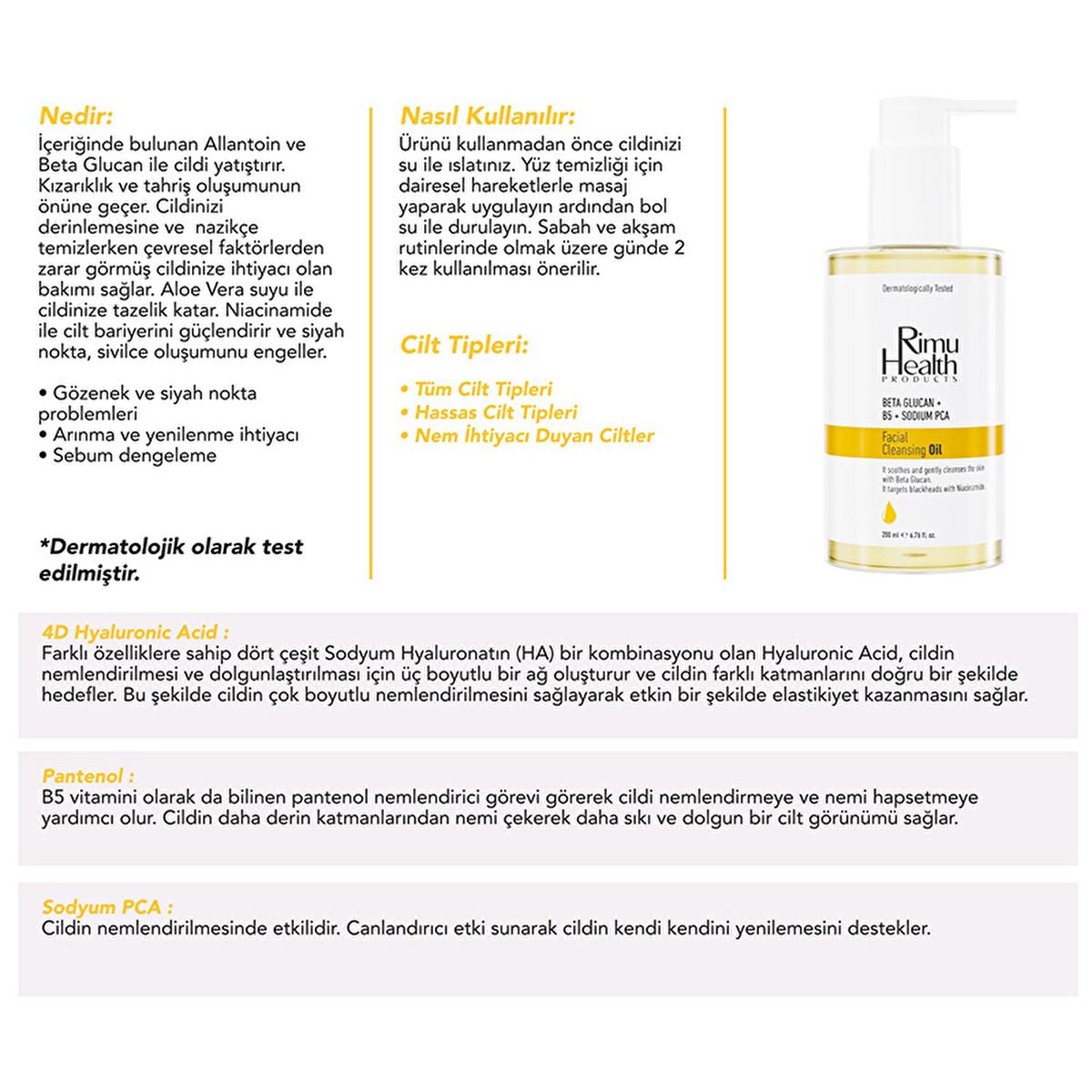 Rimu Health Facial Cleansing Oil: Blackhead & Acne Treatment, Soothing Beta Glucan Formula, Deep Pore Cleansing for All Skin Types