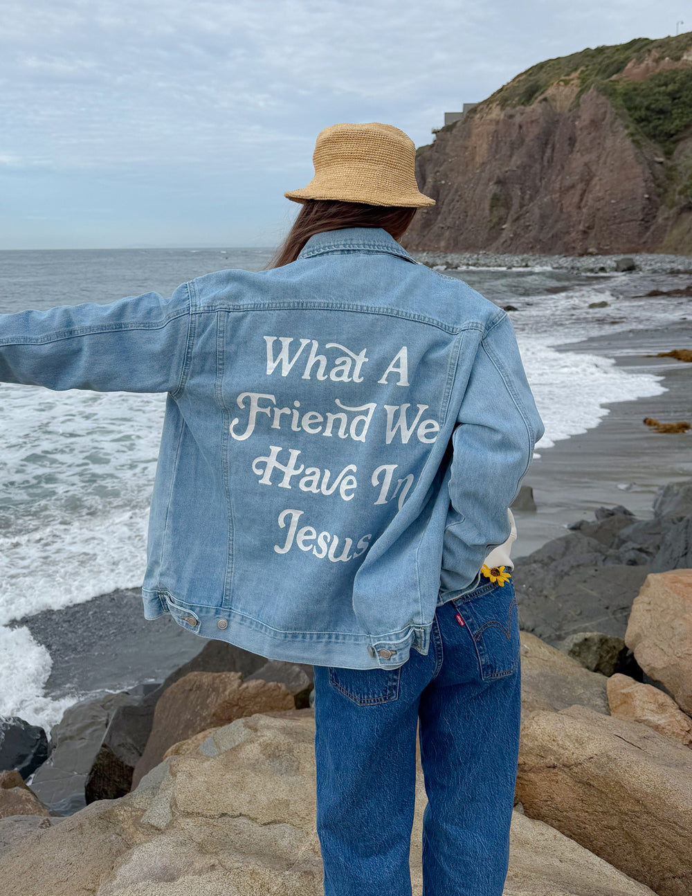 Elevated Faith What a Friend In Jesus Denim Jacket — main product shot