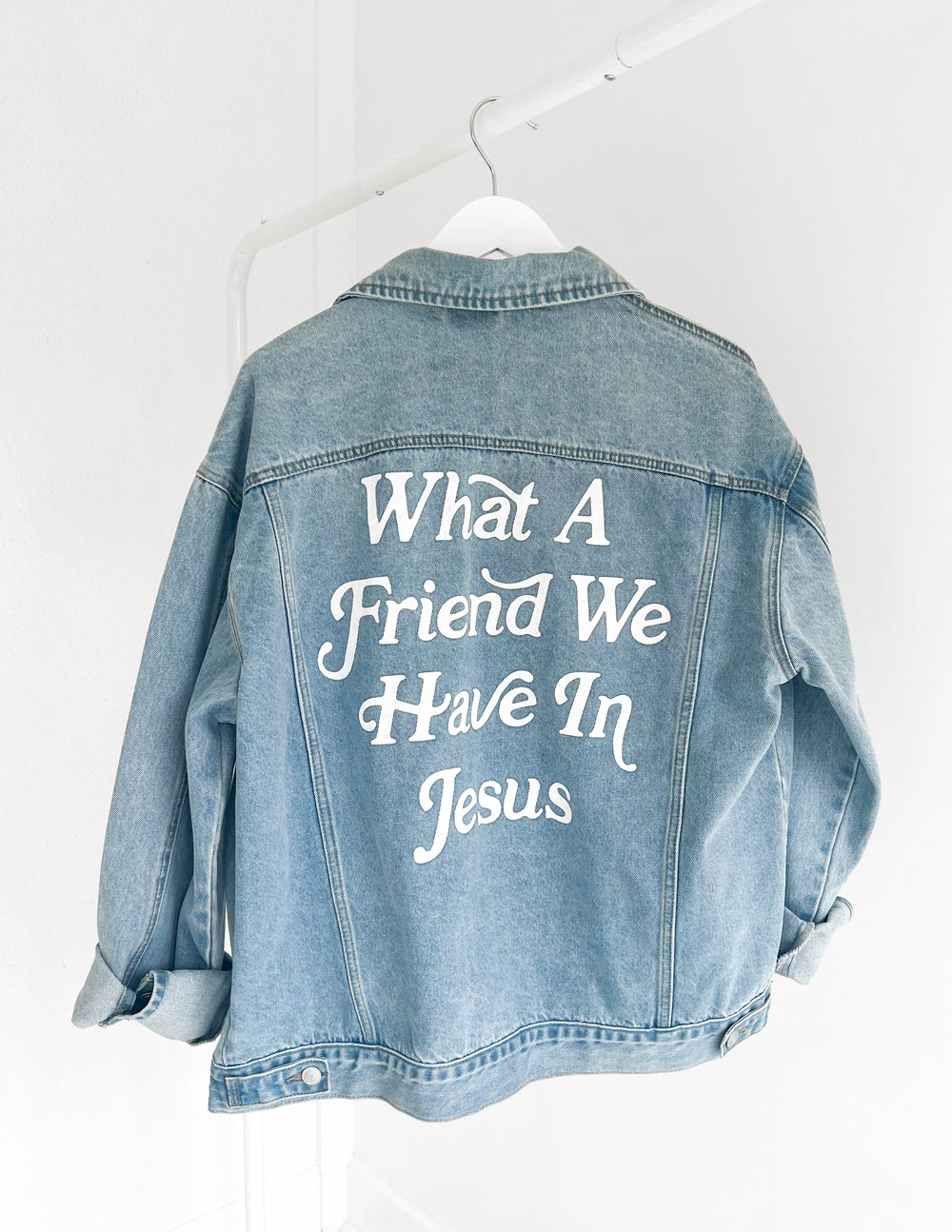 Elevated Faith What a Friend In Jesus Denim Jacket — feature highlight