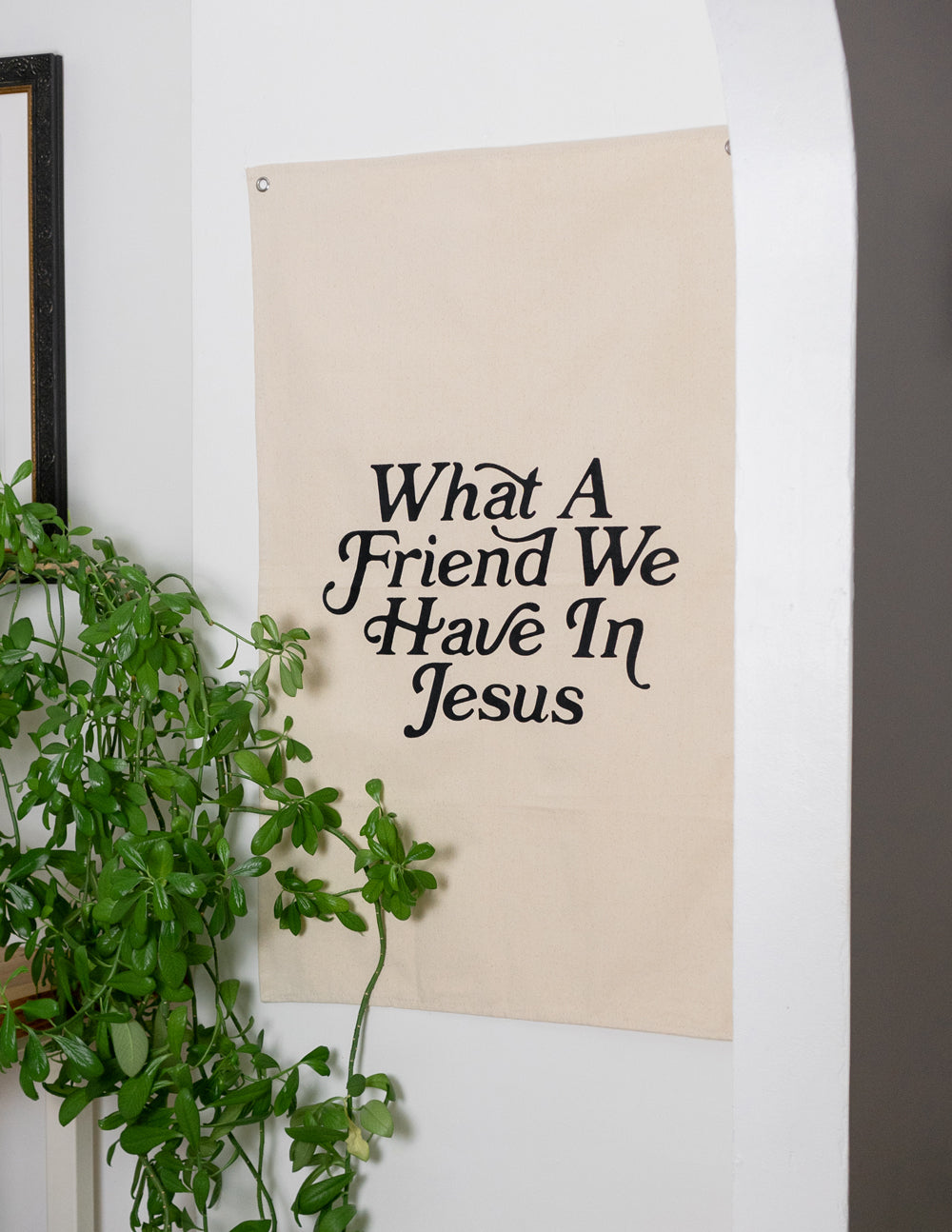 Elevated Faith What a Friend in Jesus Tapestry — back view
