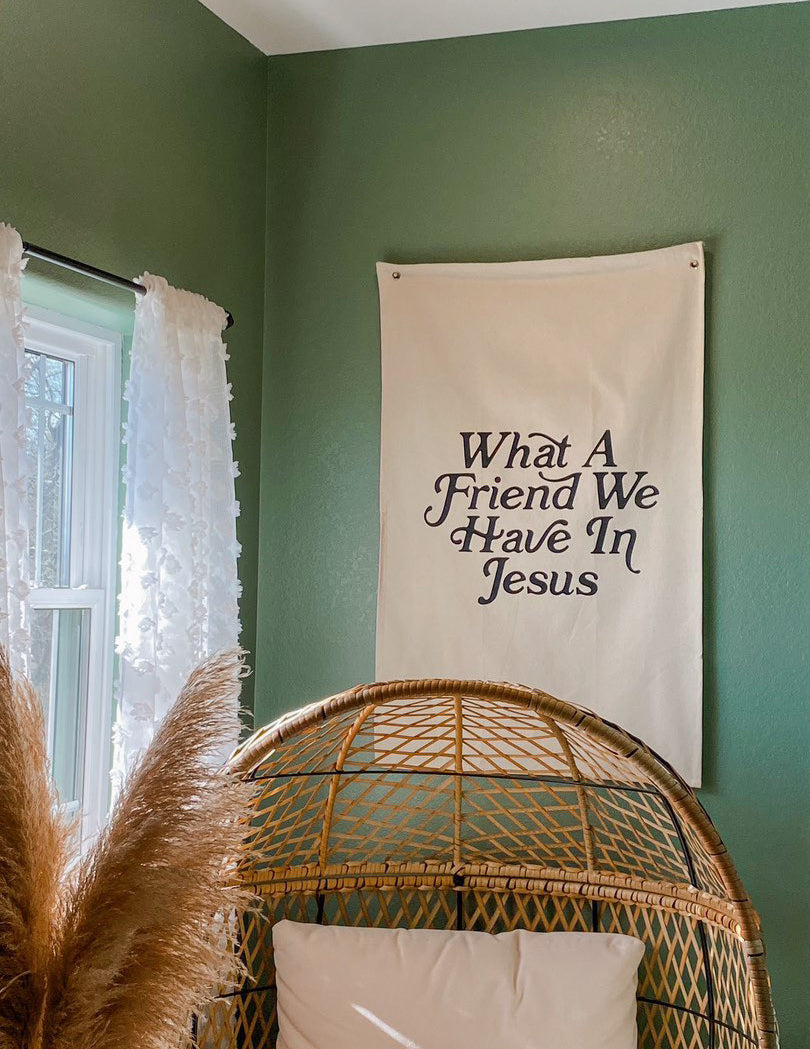 Elevated Faith What a Friend in Jesus Tapestry — main product shot