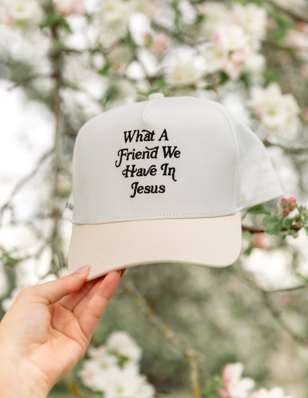 Elevated Faith What a Friend in Jesus Trucker Hat — side view