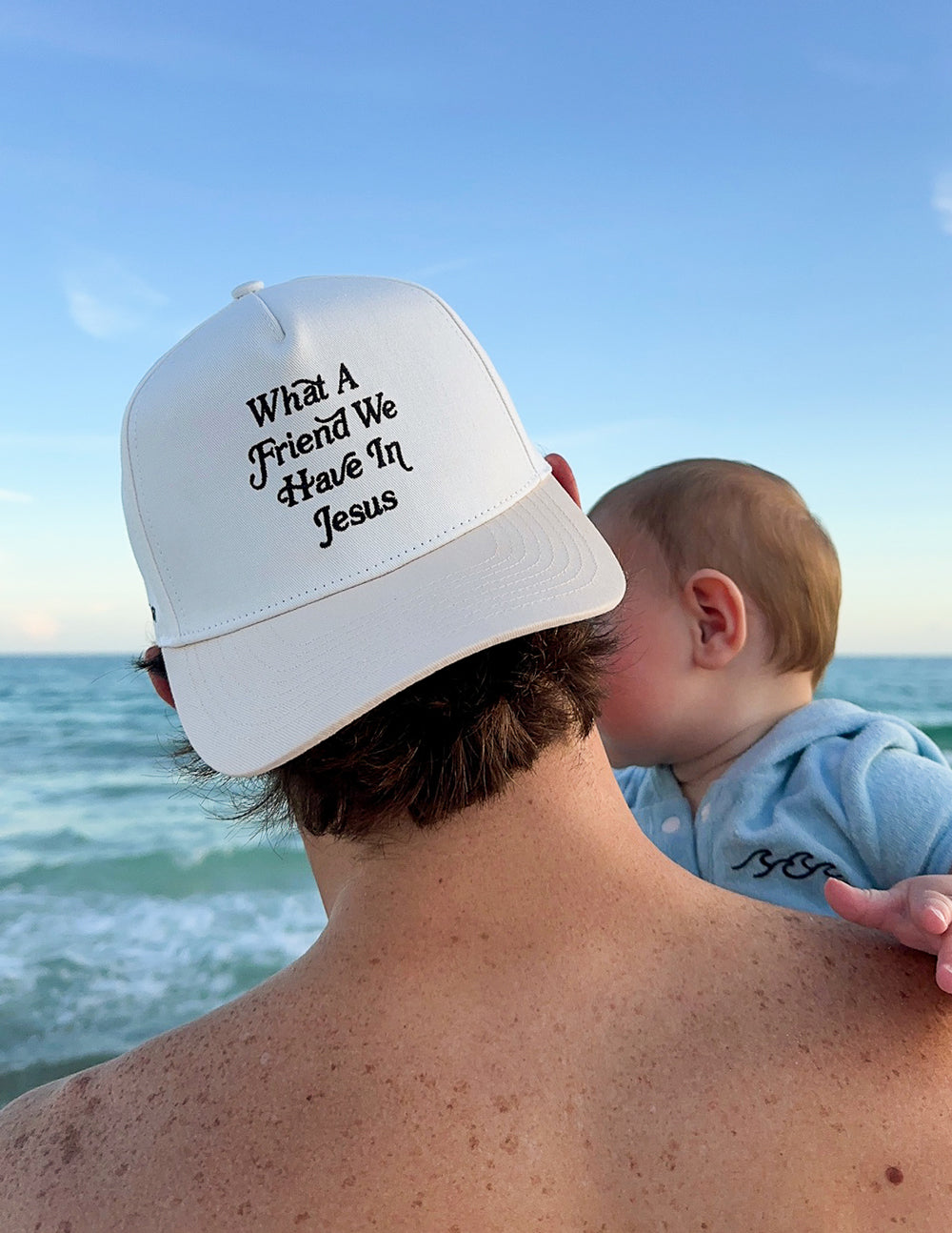 Elevated Faith What a Friend in Jesus Trucker Hat — size reference
