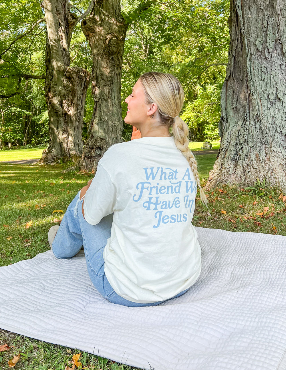 Elevated Faith What a Friend in Jesus Unisex Tee — alternative angle