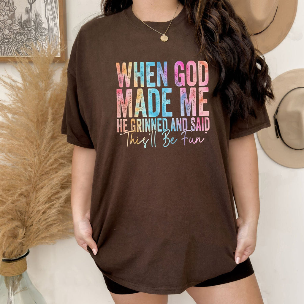 Pasimax "When God Made Me He Grinned" T-Shirt — main product shot