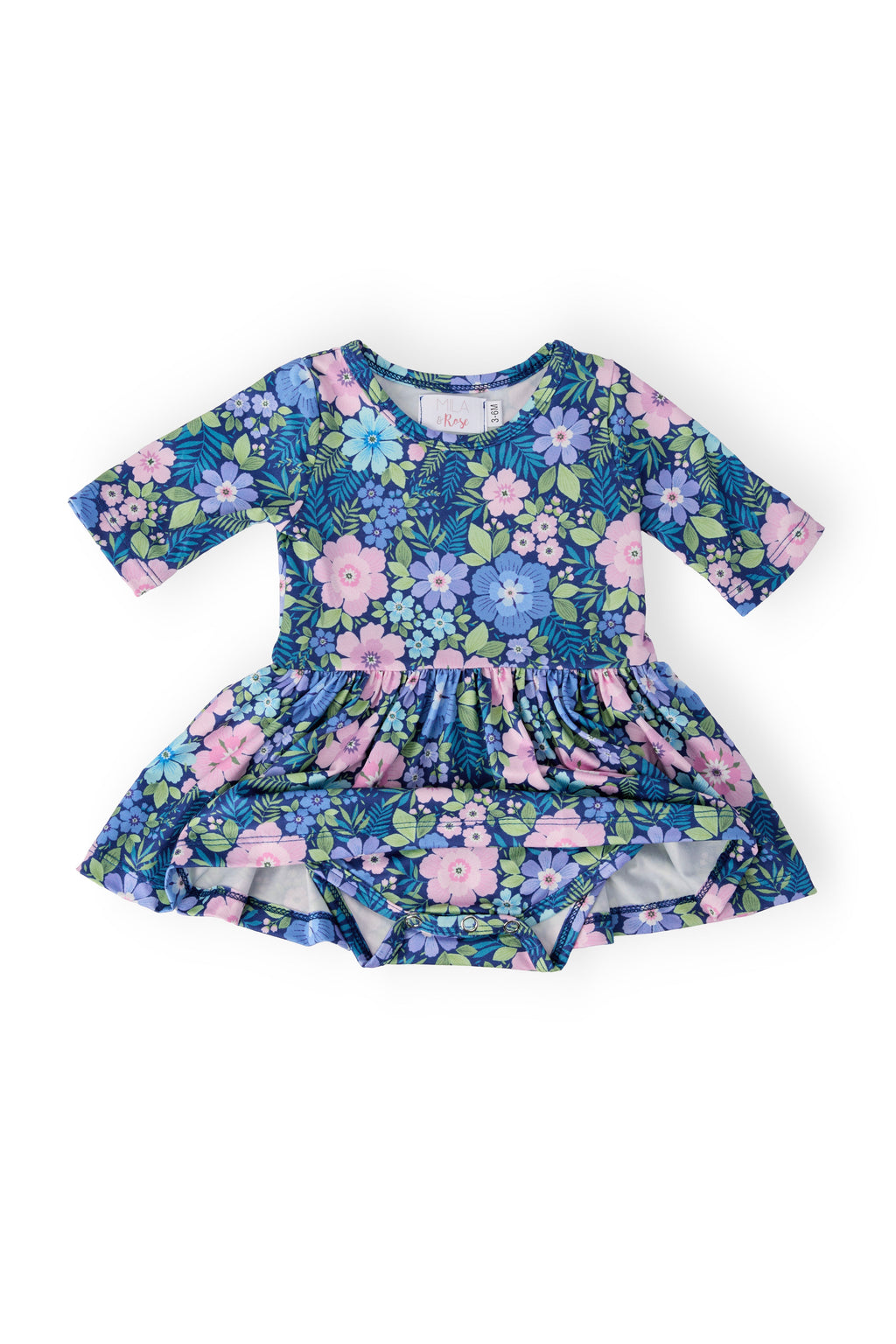 Mila & Rose ® Whimsy 3/4 Sleeve Twirl Bodysuit — detail close-up
