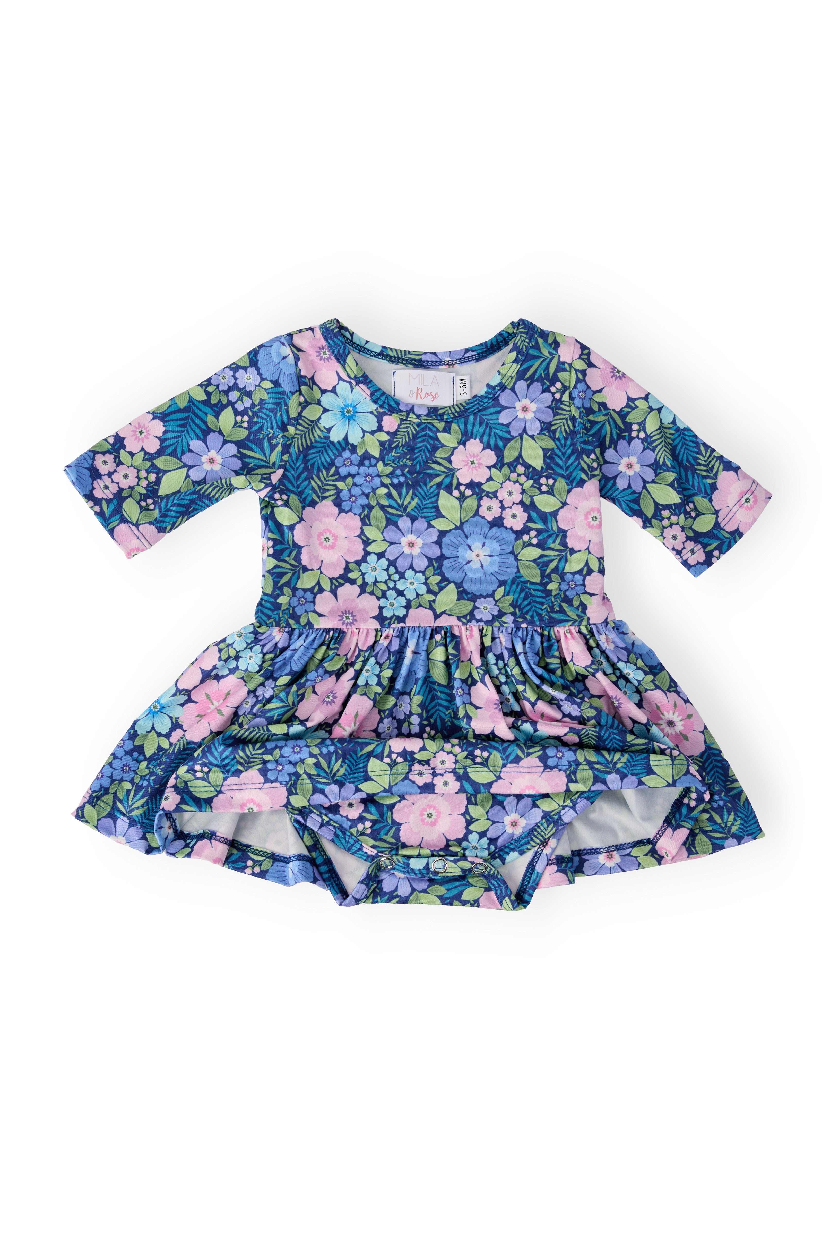 Mila & Rose ® Whimsy 3/4 Sleeve Twirl Bodysuit — detail close-up