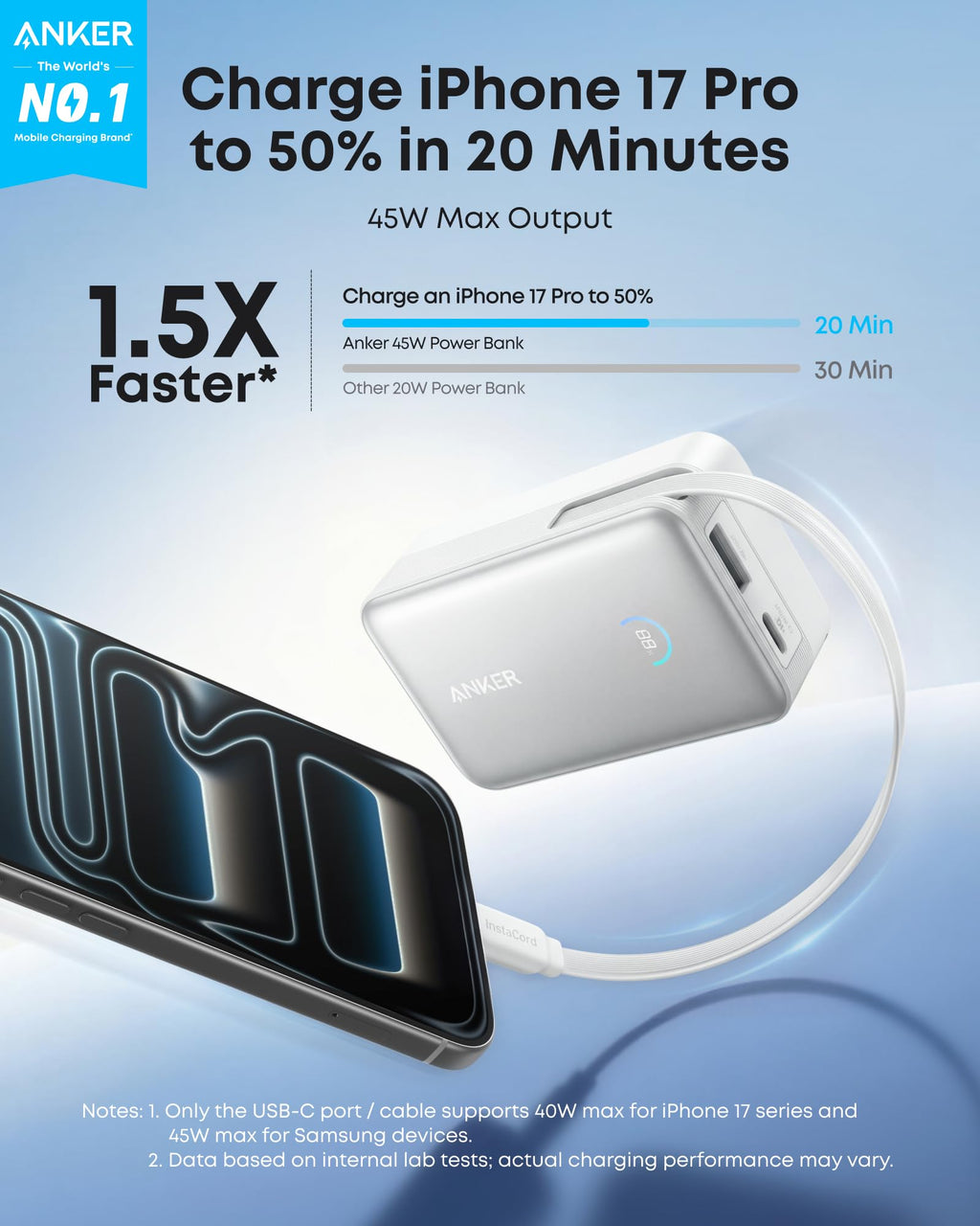 Anker Nano Power Bank (10K, 45W, Built-In Retractable USB-C Cable), view 2