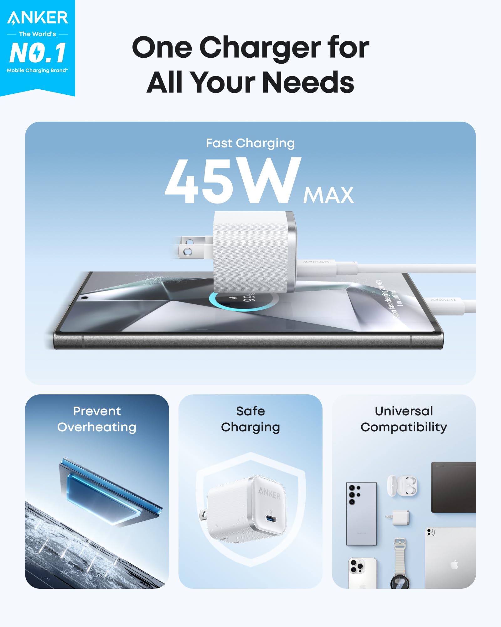 Anker Nano Charger (45W) with USB-C to USB-C Cable, view 8