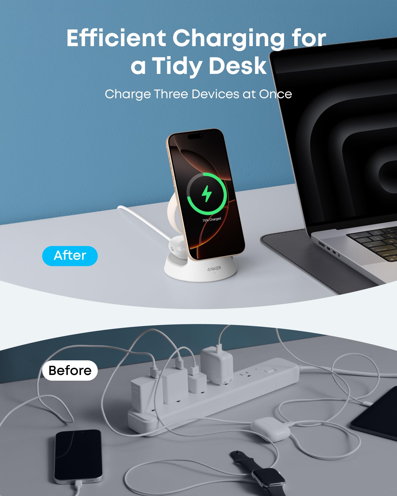 Anker MagGo Wireless Charging Station (3-in-1, Dock Stand), view 4