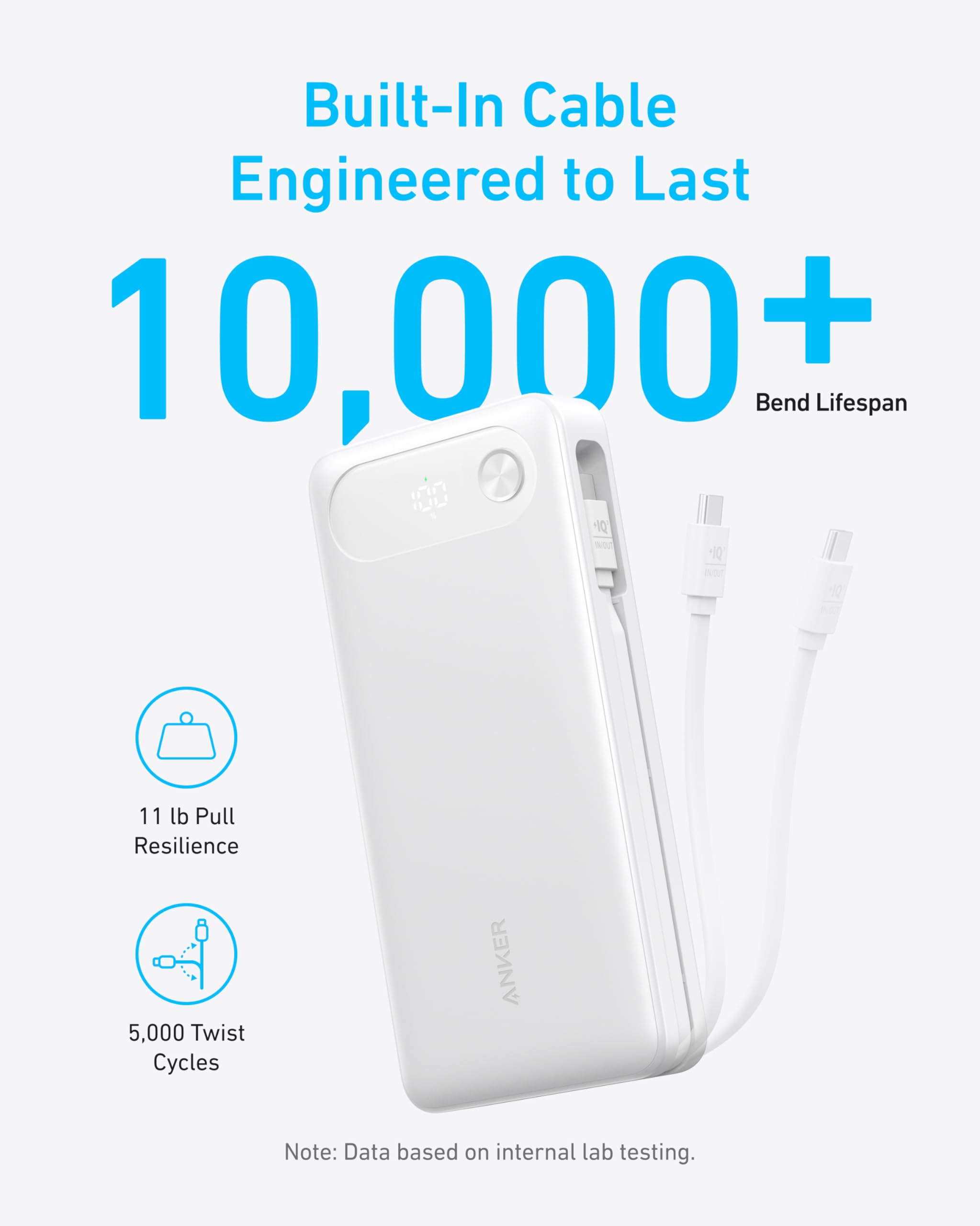 Anker Power Bank (20K, 87W, Built-In USB-C Cable), view 12