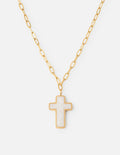Elevated Faith White Enamel Cross Necklace — main product shot