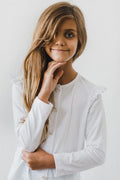 Mila & Rose ® White Ruffle Cardigan — main product shot