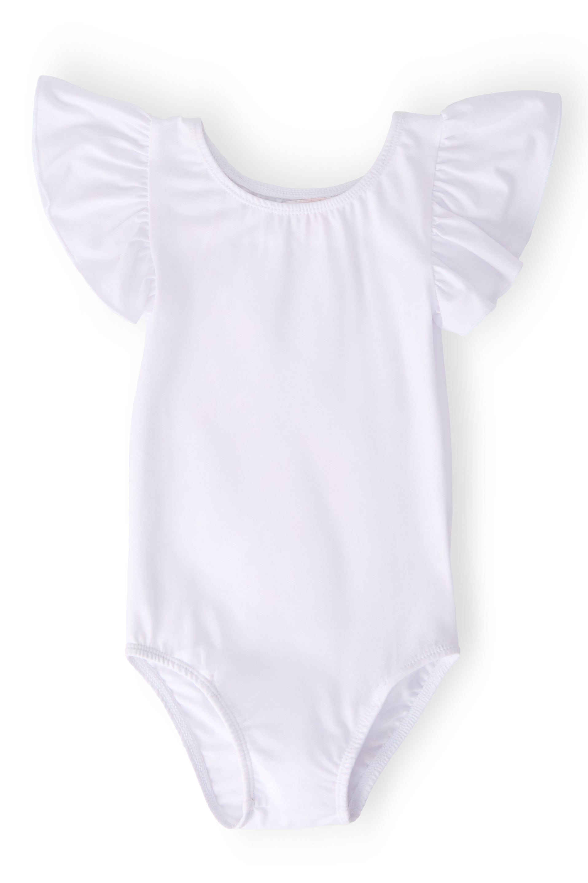 Mila & Rose ® White S/S Flutter Sleeve Leotard — main product shot