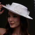 White Bridal Hat with Pearls and Flowers – Bridal Port