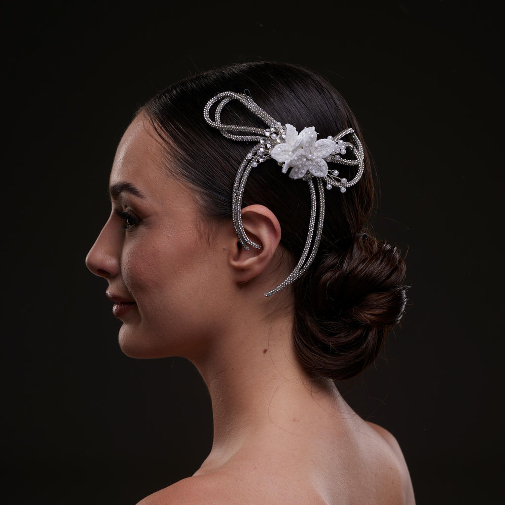 White Crystal & Pearl Hair Comb – Bridal Port