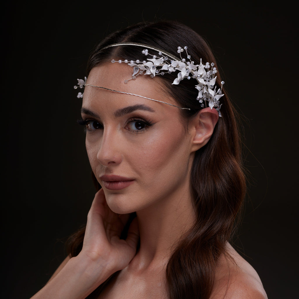 White Floral Bridal Hair Band – Bridal Port