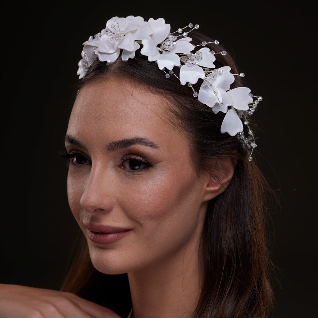 White Floral Hair Vine – Bridal Port, view 2