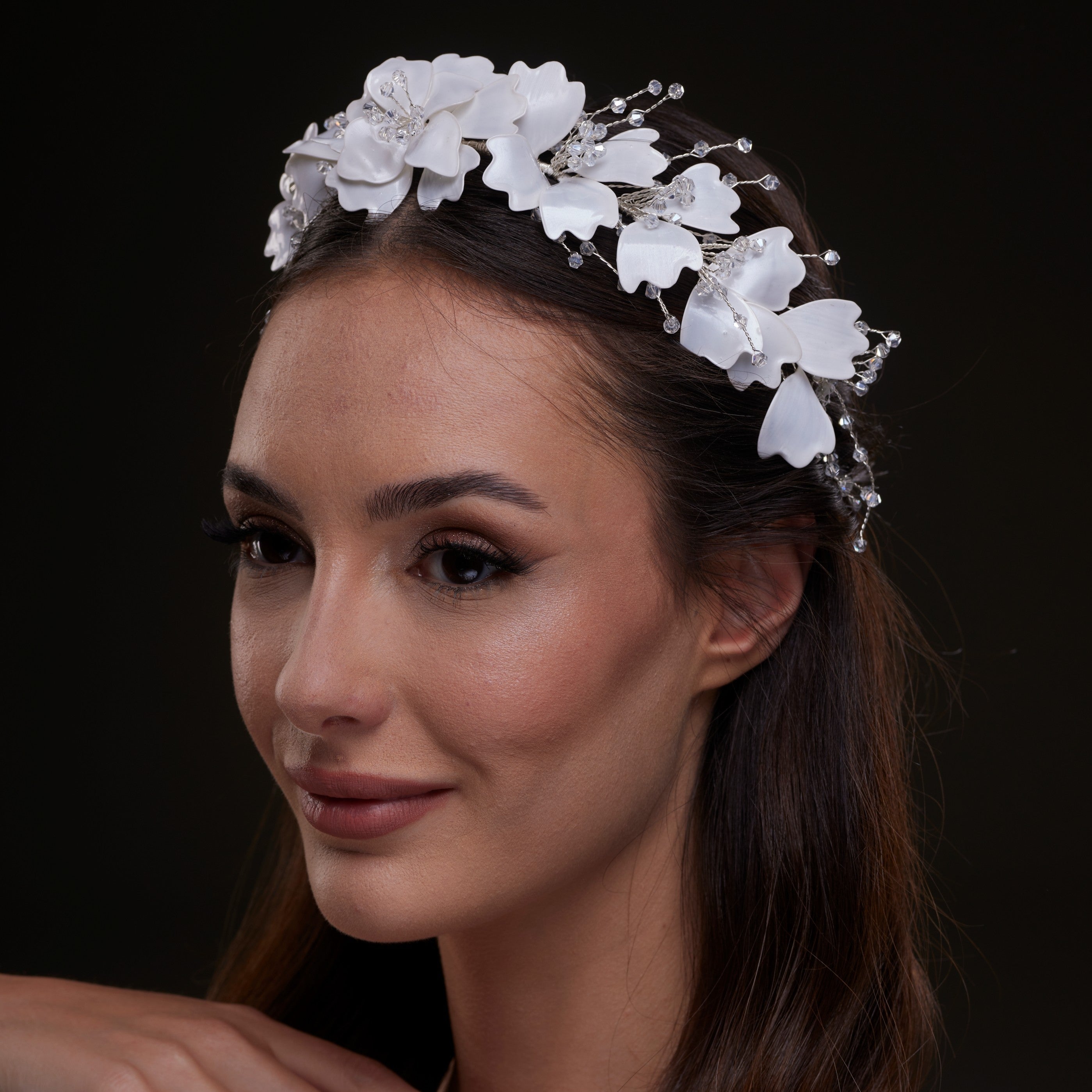 White Floral Hair Vine – Bridal Port, view 2