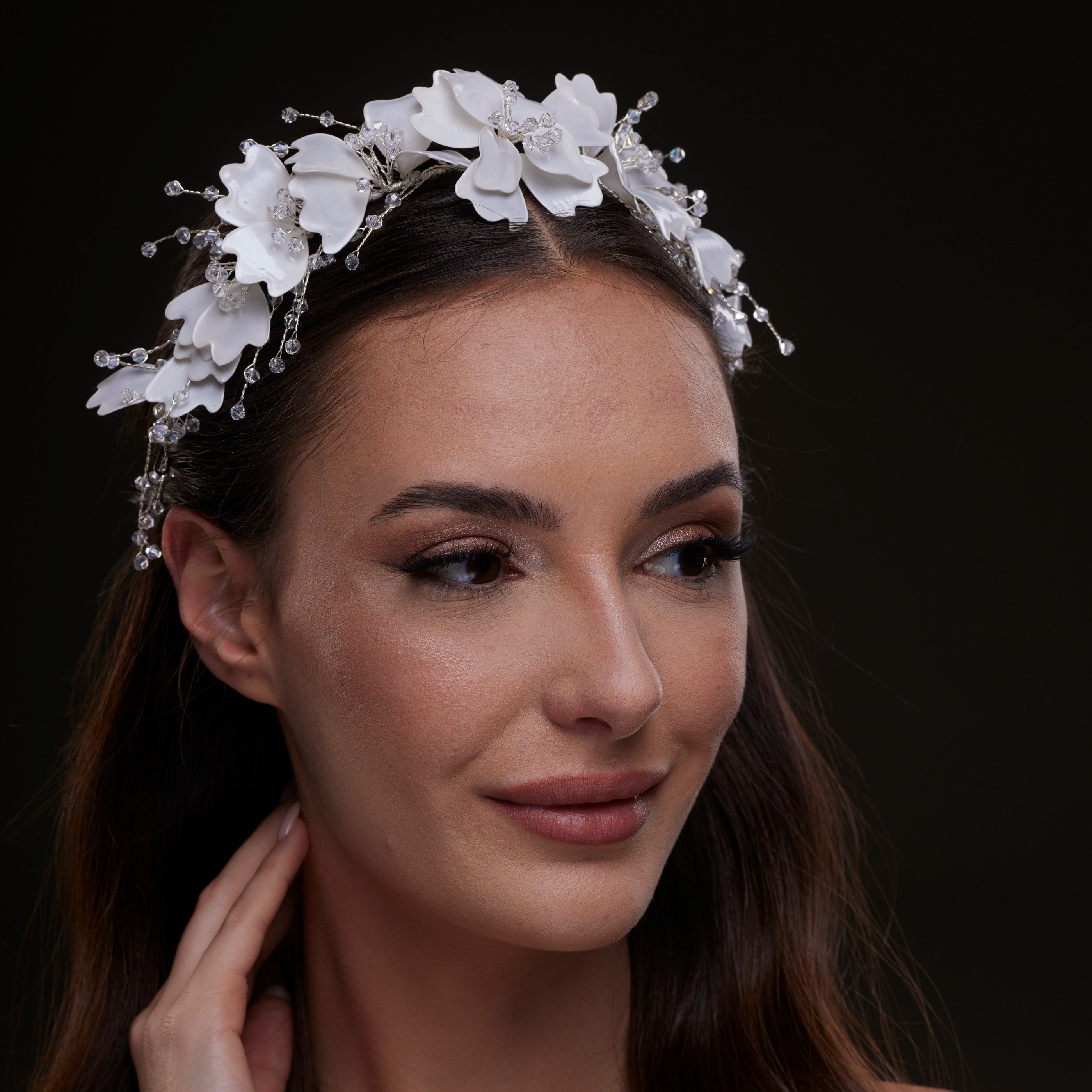 White Floral Hair Vine – Bridal Port, view 4