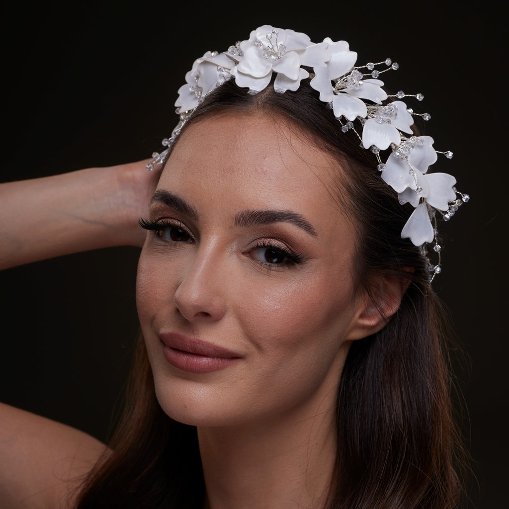 White Floral Hair Vine – Bridal Port, view 5