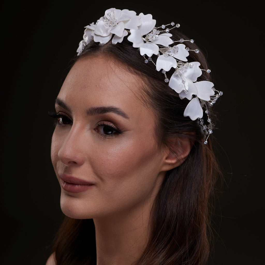 White Floral Hair Vine – Bridal Port, view 6