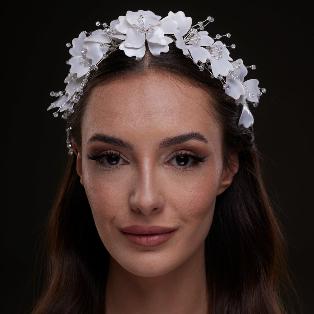 White Floral Hair Vine – Bridal Port, view 7