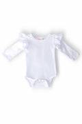 Mila & Rose ® White L/S Flutter Bodysuit — main product shot
