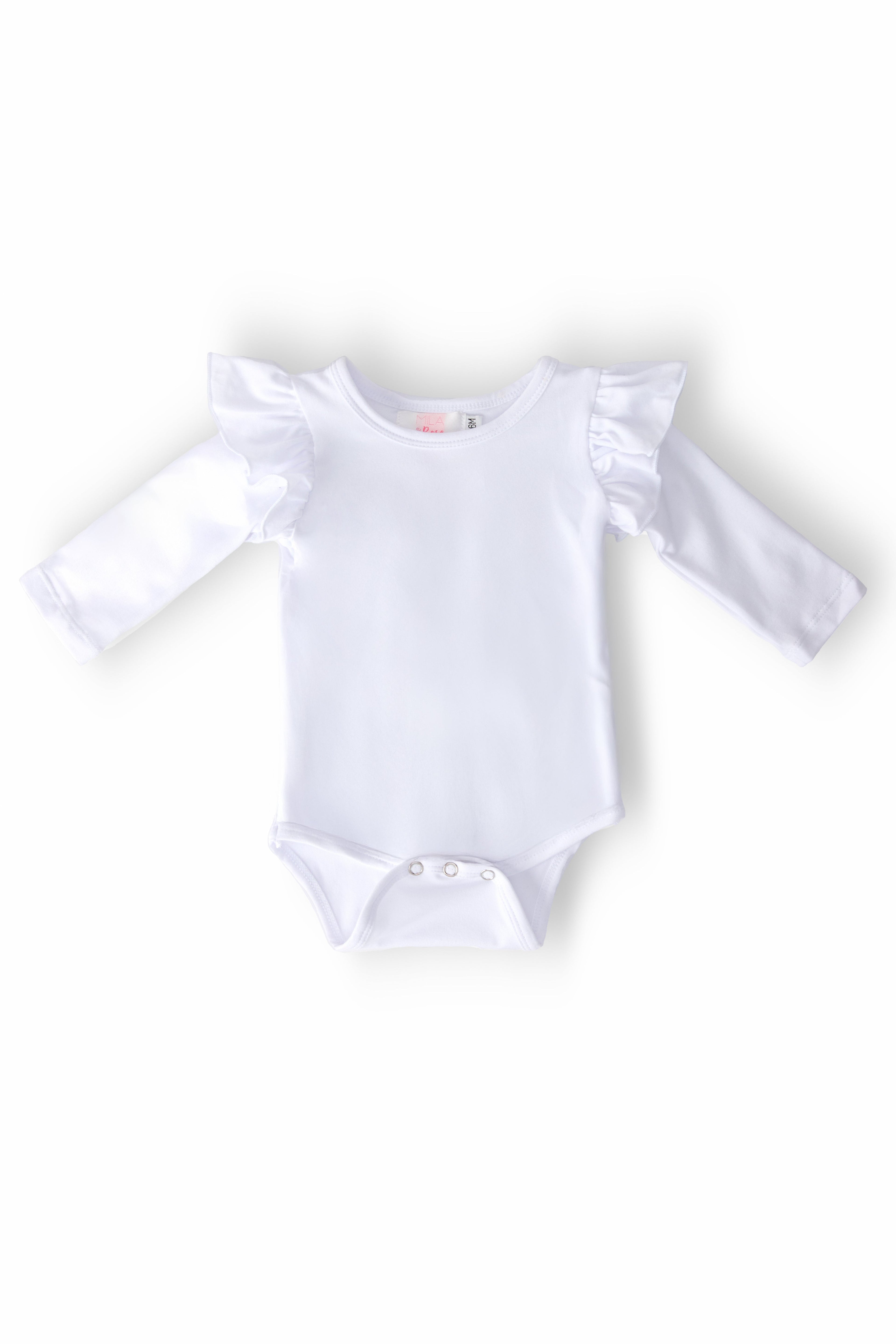 Mila & Rose ® White L/S Flutter Bodysuit — main product shot