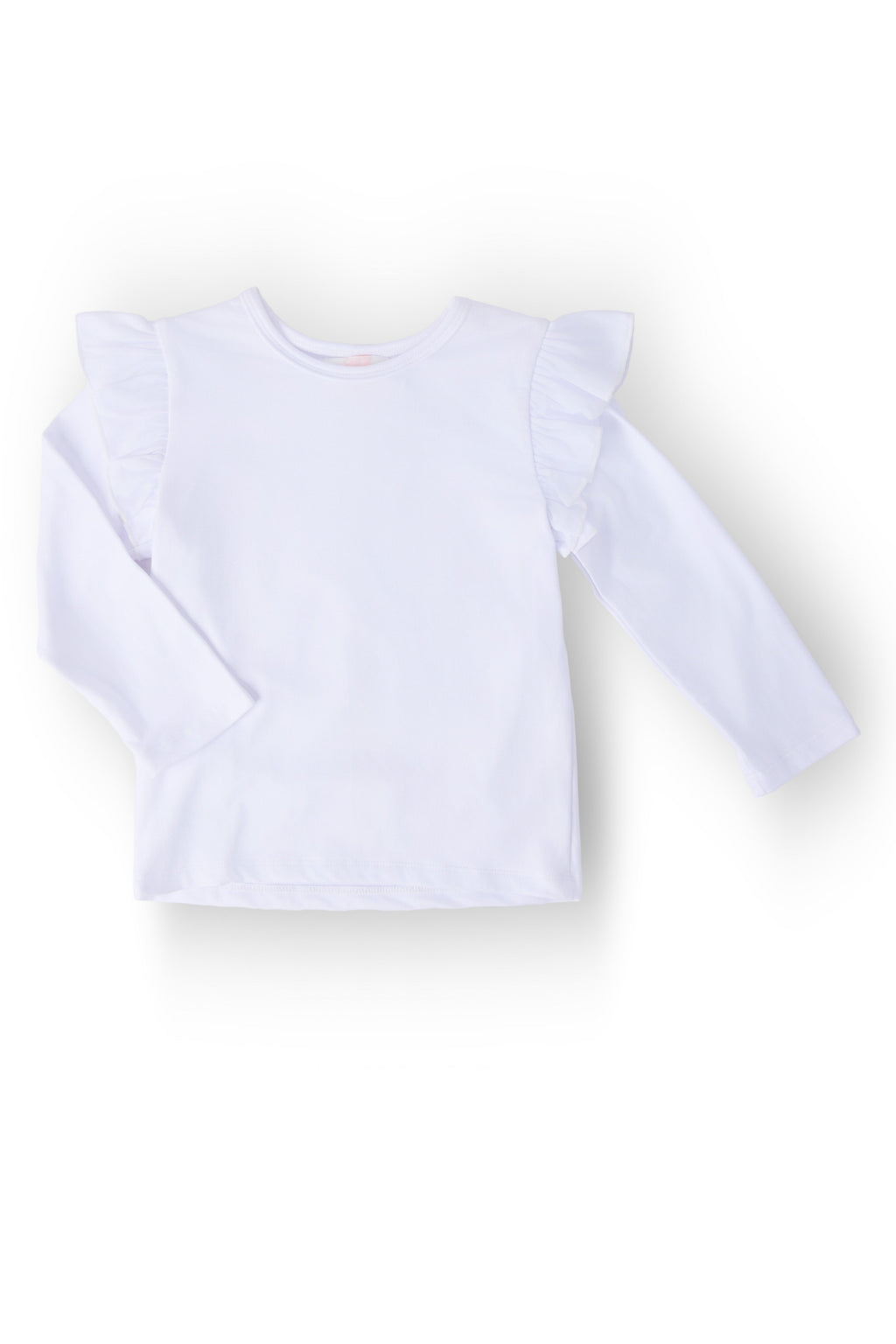 Mila & Rose ® White L/S Ruffle Tee — main product shot