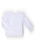 Mila & Rose ® White L/S Ruffle Tee — main product shot