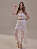White Lace A-Line Skirt – Long Sheer Full Skirt – Bridal Port