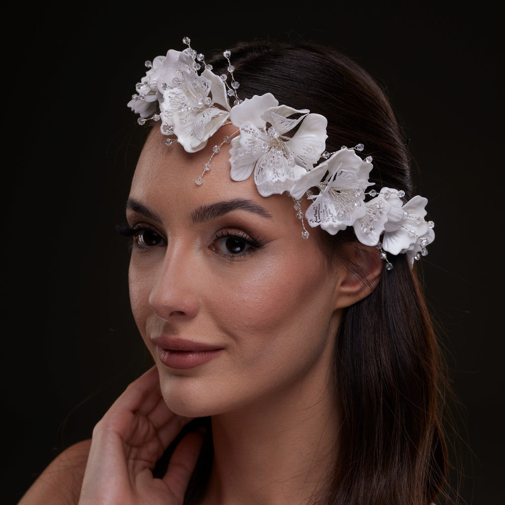 White Orchid Hair Vine – Bridal Port