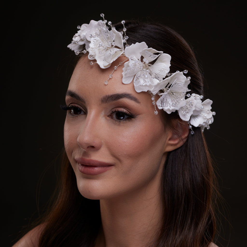White Orchid Hair Vine – Bridal Port, view 6