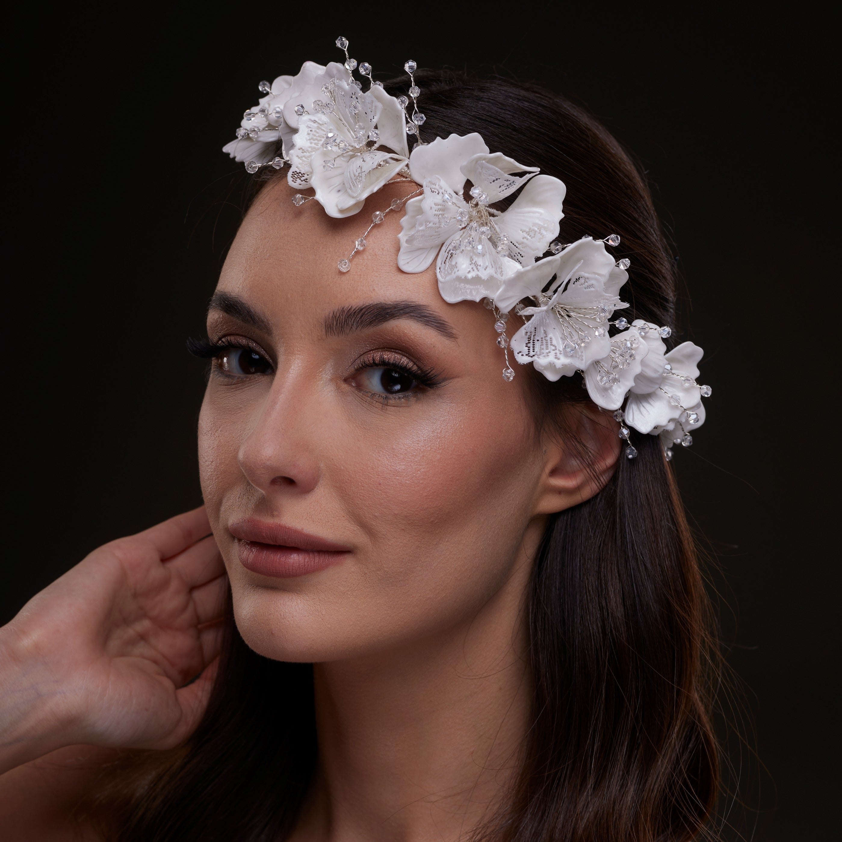 White Orchid Hair Vine – Bridal Port, view 7