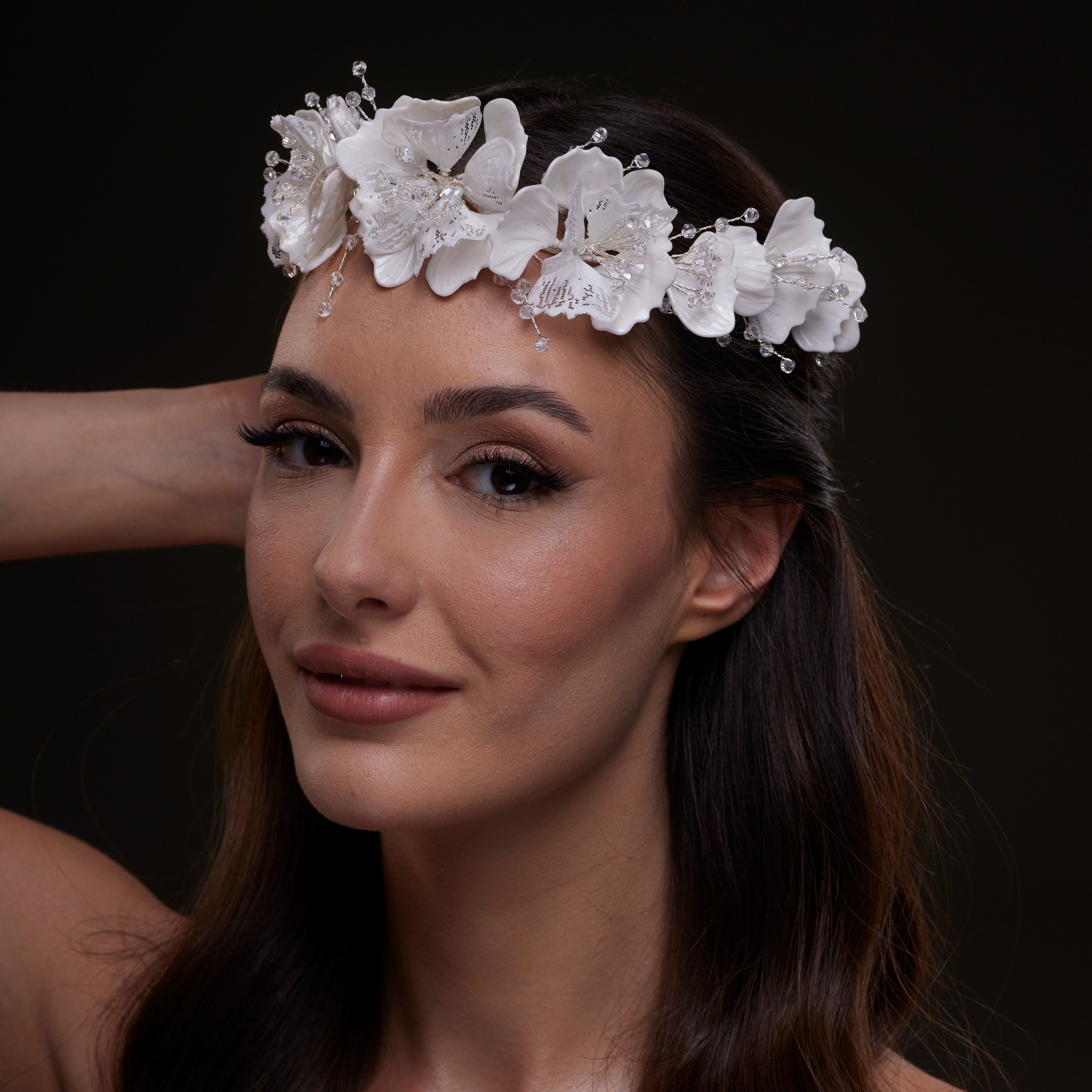 White Orchid Hair Vine – Bridal Port, view 4