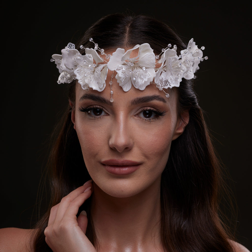 White Orchid Hair Vine – Bridal Port, view 5