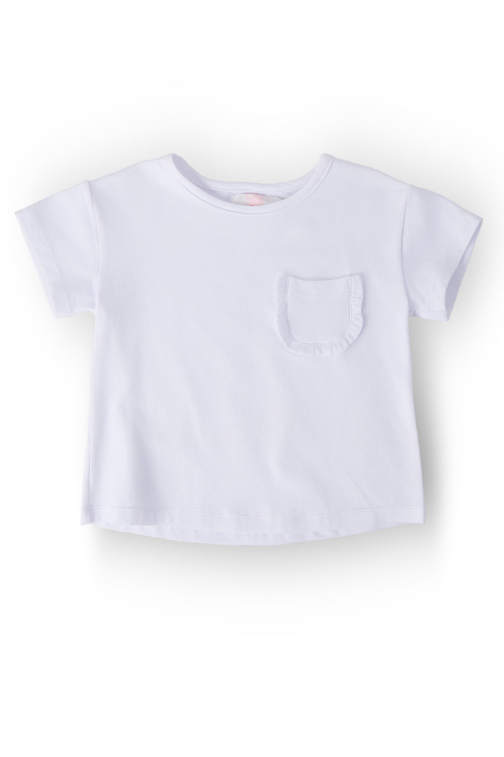 Mila & Rose ® White Ruffle Pocket Tee — main product shot