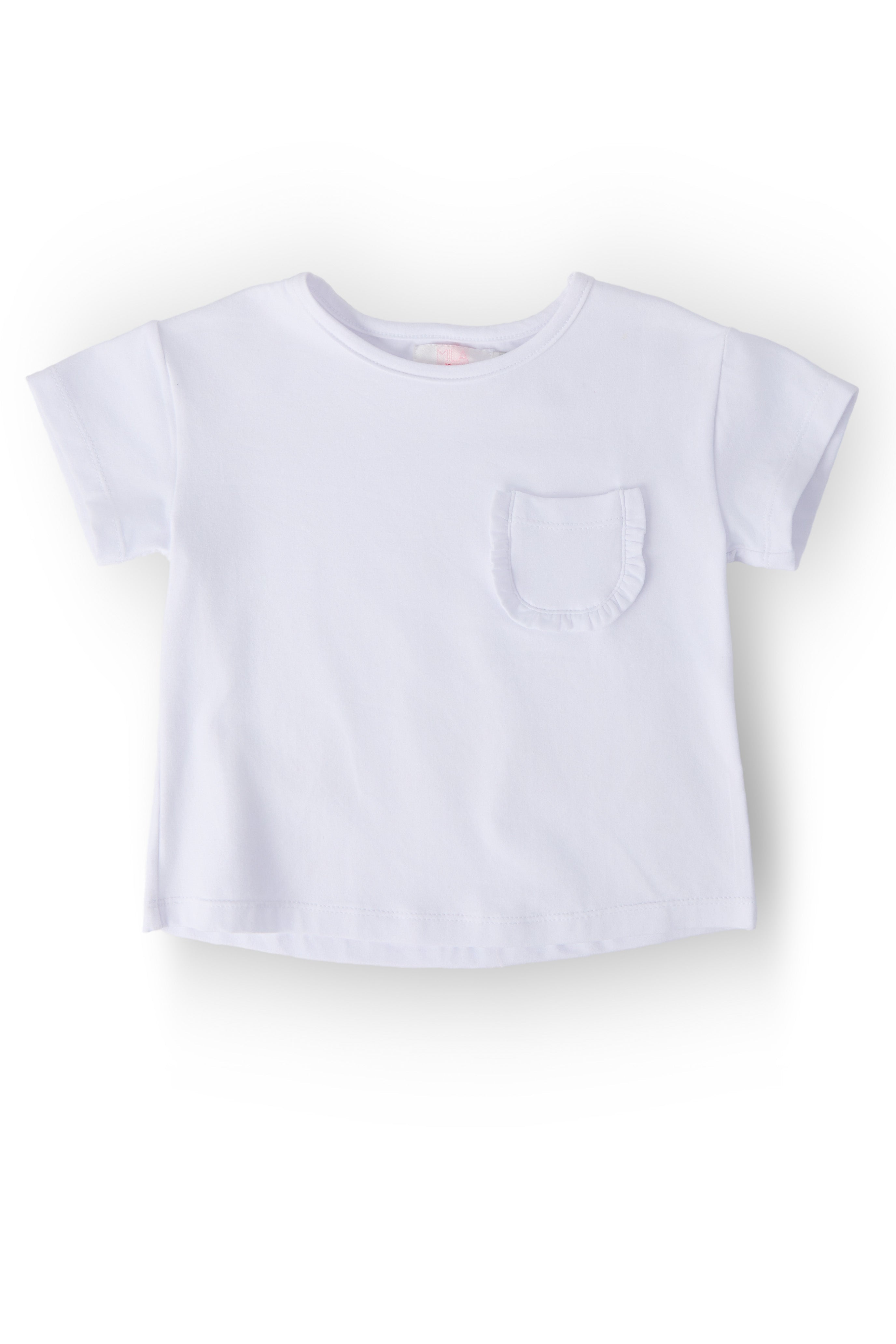 Mila & Rose ® White Ruffle Pocket Tee — main product shot