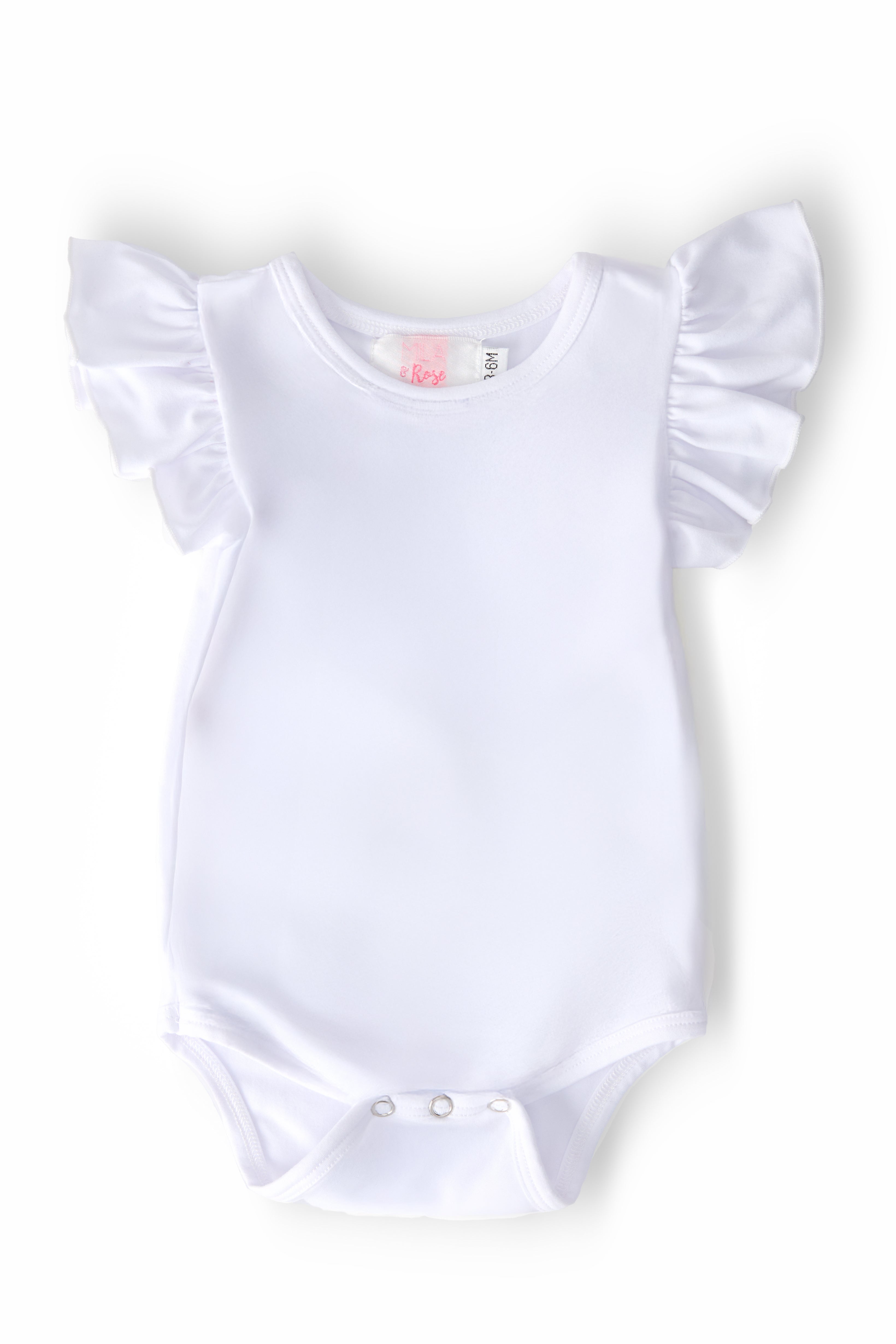Mila & Rose ® White S/S Flutter Bodysuit — main product shot
