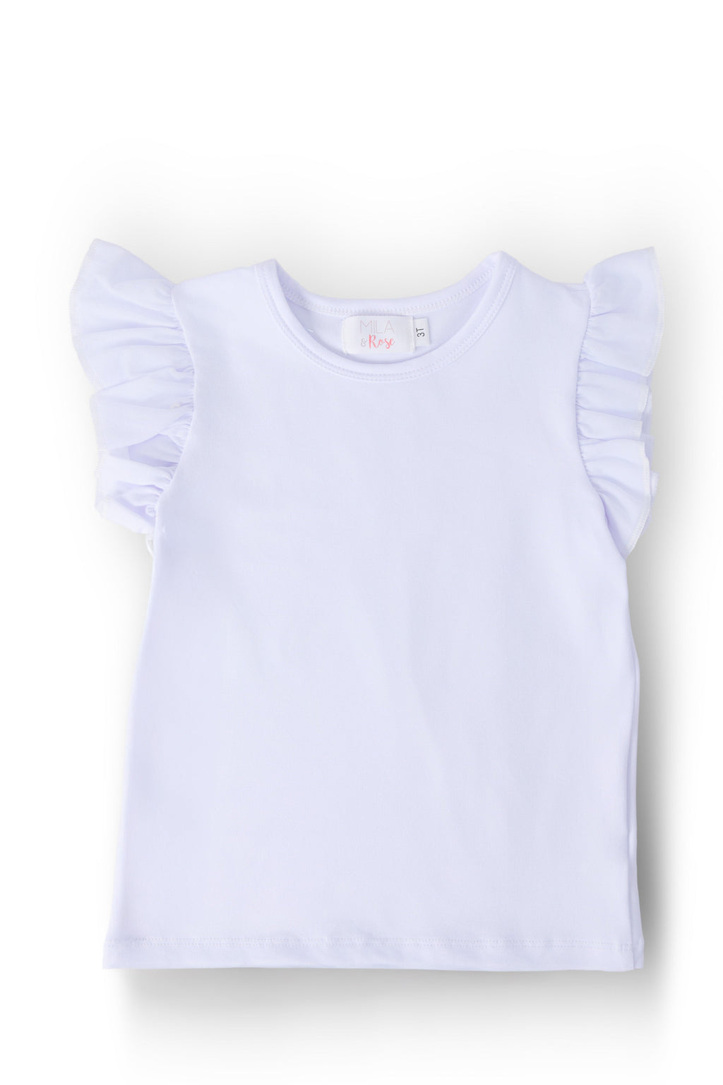 Mila & Rose ® White S/S Ruffle Tee — main product shot