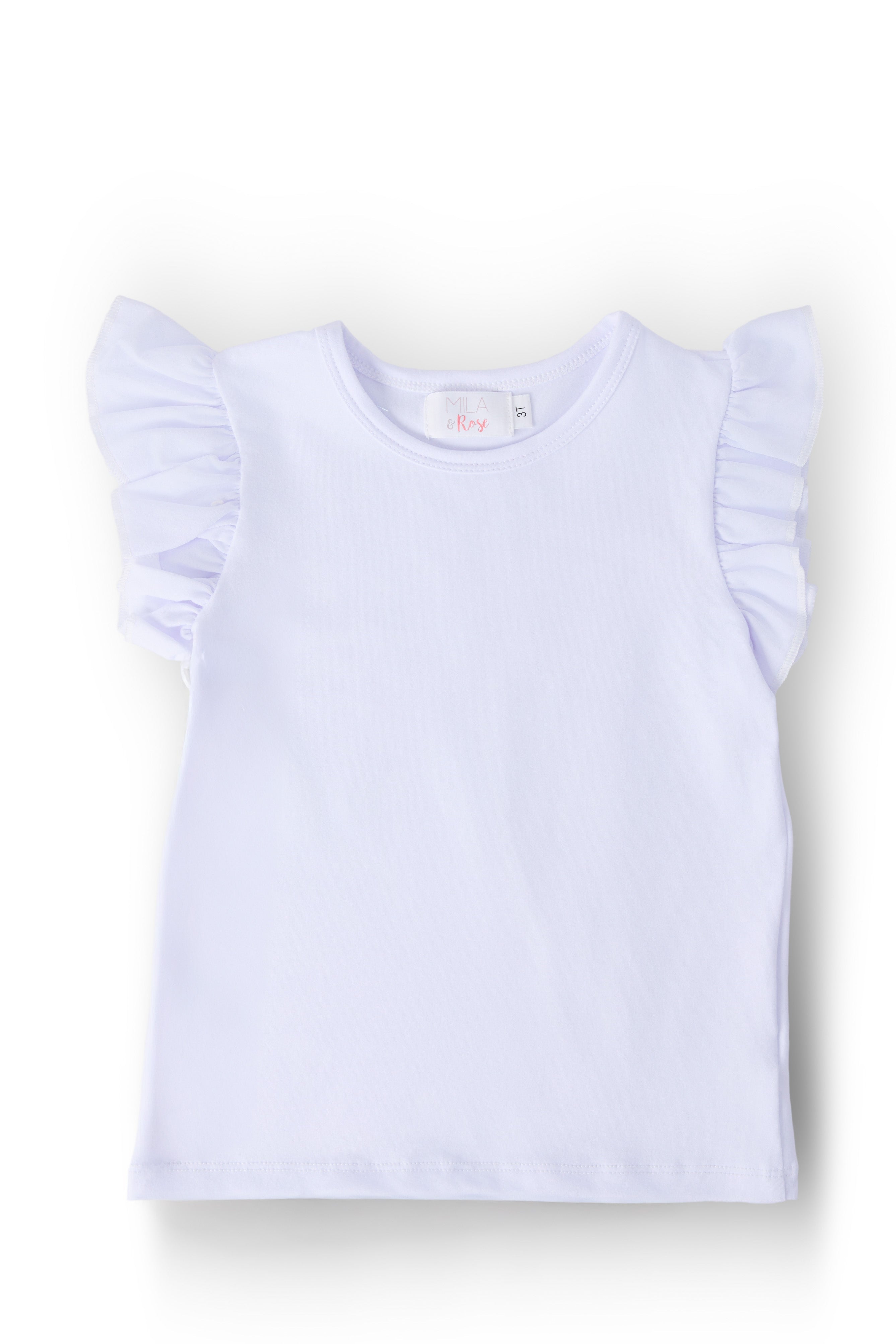 Mila & Rose ® White S/S Ruffle Tee — main product shot