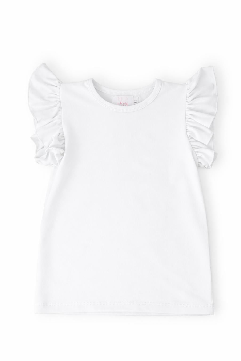 Mila & Rose ® White S/S Ruffle Tee — side view