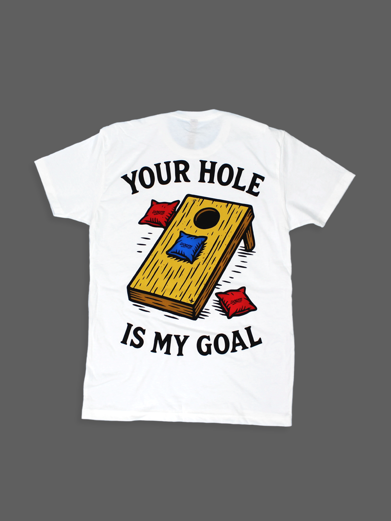 Luckless Outfitters Your Hole is My Goal Tee — detail close-up