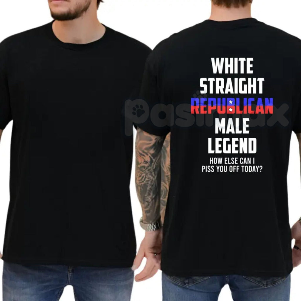 "White Straight Republican Male Legend" T-Shirt – Bold Identity Graphic Tee, Premium 100% Cotton Conservative Menswear, Soft Lived-In Heavyweight Heritage Shirt, Made in USA